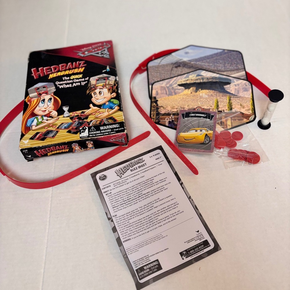 Disney Pixar Cars 3 Hedbanz Headrush Board Game Cardinal Kids Guessing Game 2017